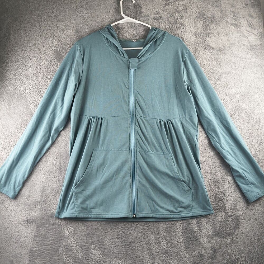 Women’s Hooded Lightweight Jacket M Pastel Teal  Zip Up Spring Fall